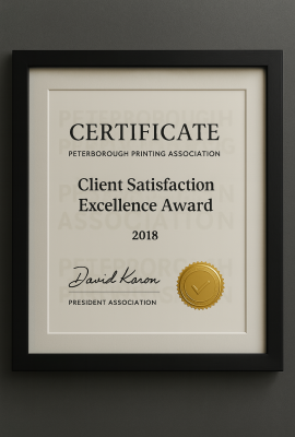 Peterborough Printing Award Certificate